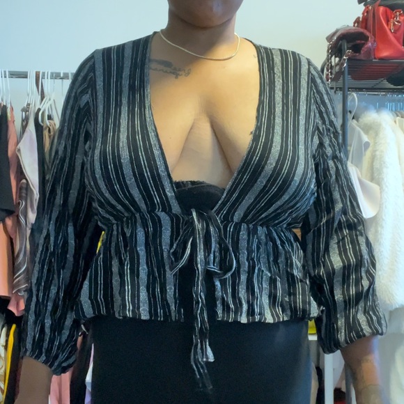 Striped Tie Up Shirt - Picture 3 of 4